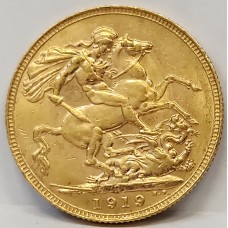 AUSTRALIA 1919 . ONE 1 SOVEREIGN . PERTH . GOLD